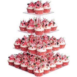 4 Tier Acrylic Cupcake Stand, Premium Cupcake Holder, Acrylic Cupcake Tower
